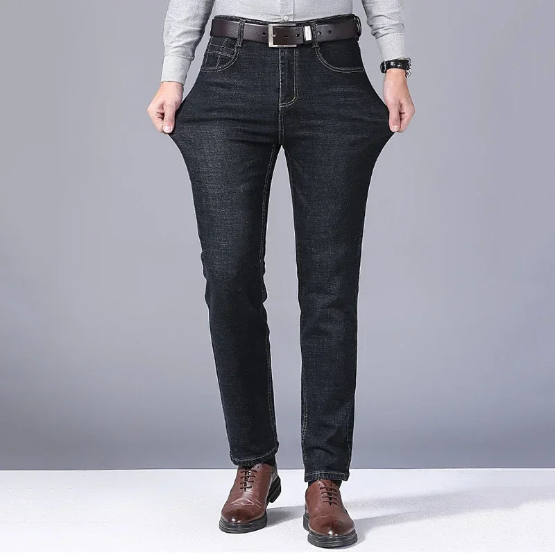 Men's Straight Leg Stretch Denim Jeans for Casual Wear