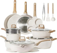 21Pcs Pots and Pans Set, Nonstick Cookware Sets, White Granite Induction Cookware Non Stick Cooking Set w/Frying Pans - Buy online at  Vibe In Cart.