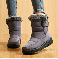 Women's Mid-Calf Snow Boots with Low Wedge Heel and Plush Insole
