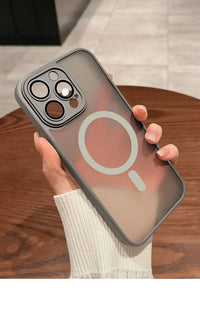 Titanium Ash Matte Translucent Magnetic Phone Case with Lens Protector