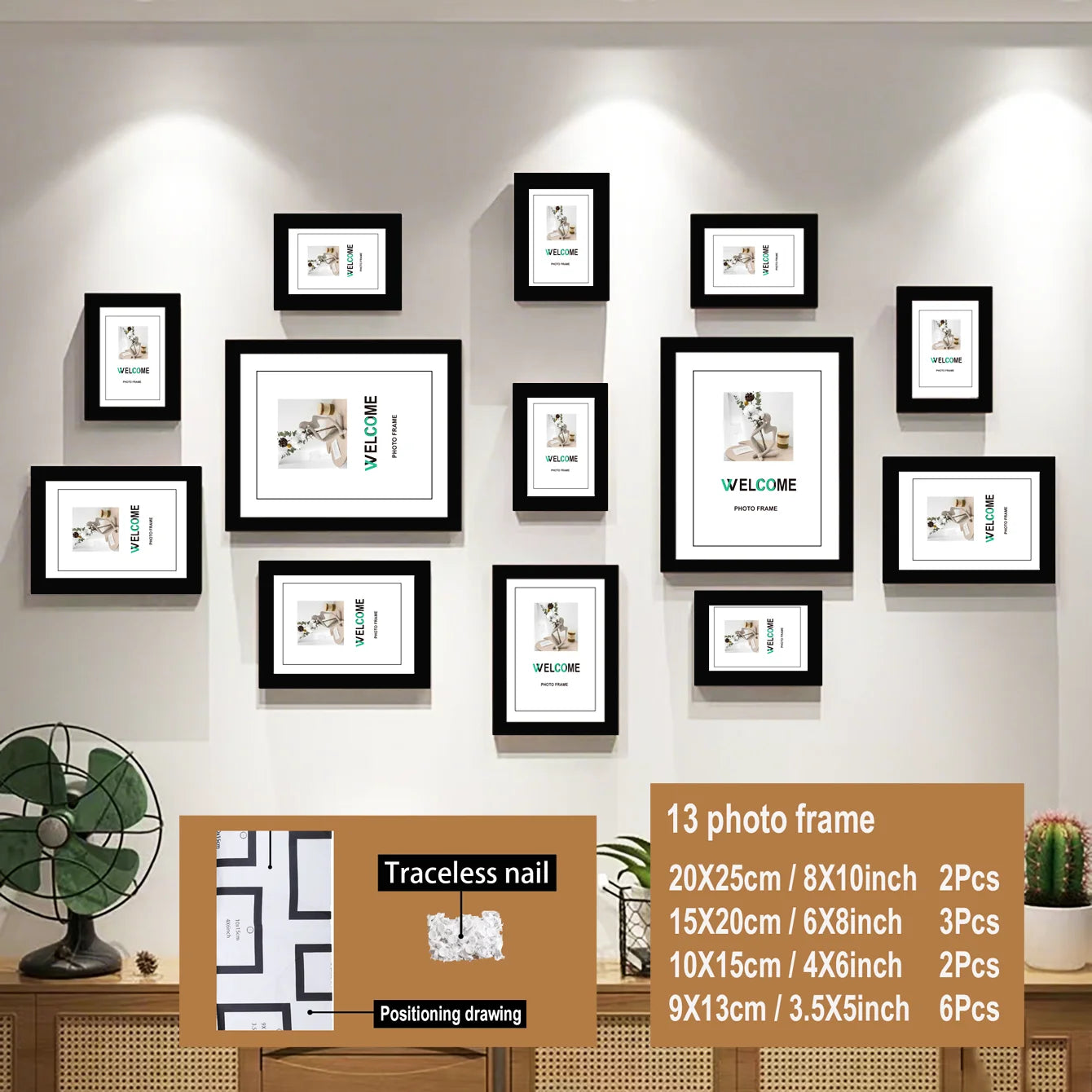 13pcs Wood Picture Frame Set for Wall Home Office Decor Festive Commemorative Gifts - Variety of Sizes for Photos - Buy online at  Vibe In Cart.
