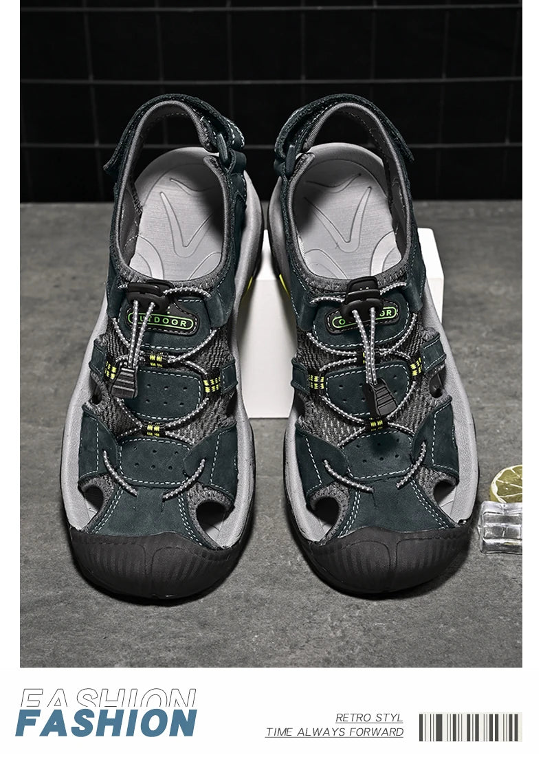 Summer Men's Sandals Classic Genuine Leather Sandals Fashion Outdoor Hiking Shoes Light  Breathable Non-slip Sneakers 38-48 - Buy online at  Vibe In Cart.