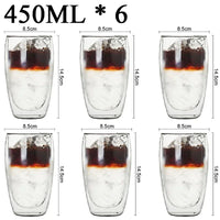 Double Wall High Borosilicate Glass Mug Set, Heat Resistant, 2-18 Pieces
