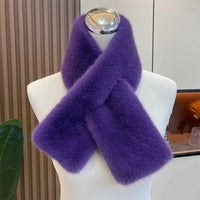Women's Outdoor Winter Faux Fur Warm Solid Color Scarf