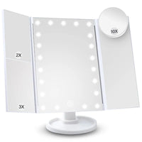 Vanity Makeup Mirror with Light 2X/3X/10X Magnification Lighted Cosmetic Mirror Touch Control Trifold Dual Power Supply Portable - Buy online at  Vibe In Cart.