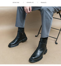 Men's autumn high-top leather shoes men's height-increasing British Chelsea boots short boots business casual men's boots - Buy online at  Vibe In Cart.