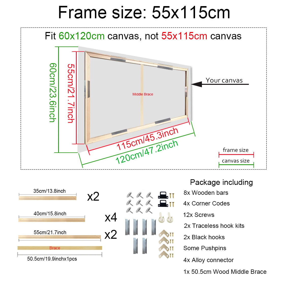 25x35cm Wooden Rectangle Picture Frame for 30x40cm Canvas