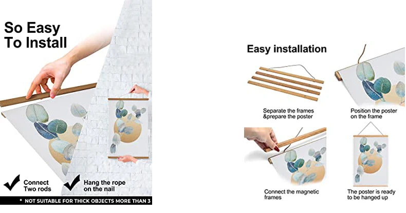 Magnetic DIY Wood Poster Frame Teak/Pine Photo Hangers Hanging Kit for Pictures Canvas Prints Poster Scroll Artwork Print Holder - Buy online at  Vibe In Cart.