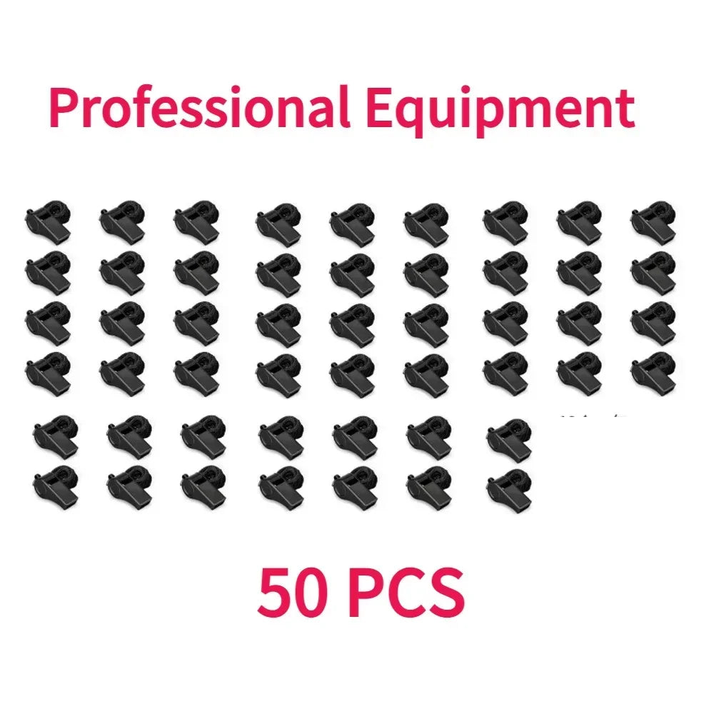 50PCS High Quality Black Whistle Referee Game Halter Whistle Outdoor Tour Hiking Whistle Suitable For Basketball Wholesale - Buy online at  Vibe In Cart.