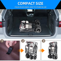 Collapsible Folding Heavy Duty Utility Wagon for Outdoor, Black