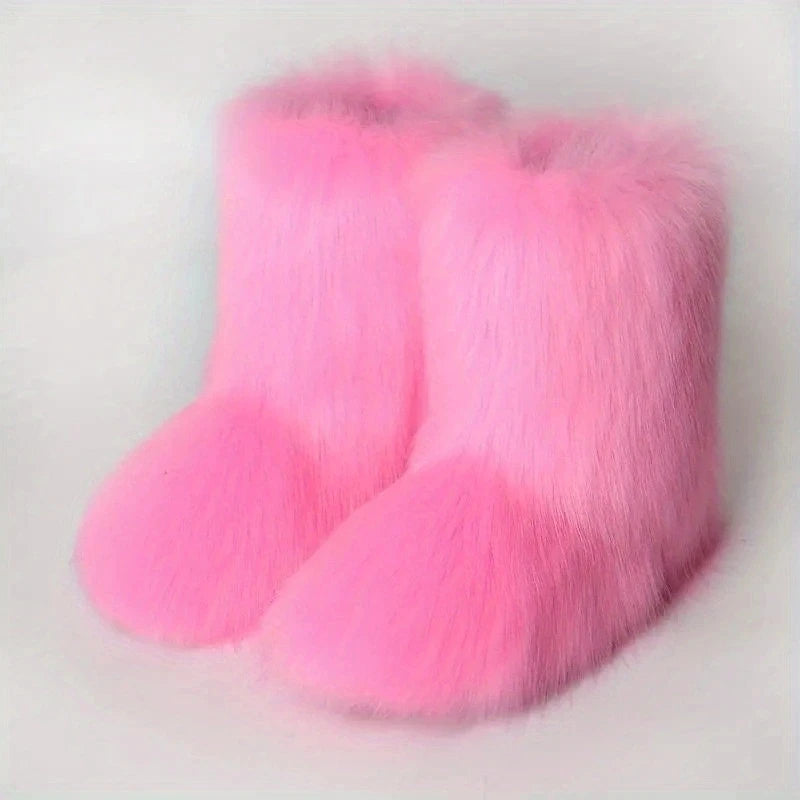 Y2K Fluffy Mid-calf Boots Winter Women Fashion Snow Boots Warm Cotton Shoes - Buy online at  Vibe In Cart.