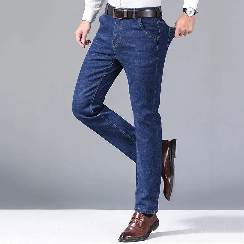 Men's Straight Leg Stretch Denim Jeans for Casual Wear
