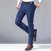Men's Straight Leg Stretch Denim Jeans for Casual Wear