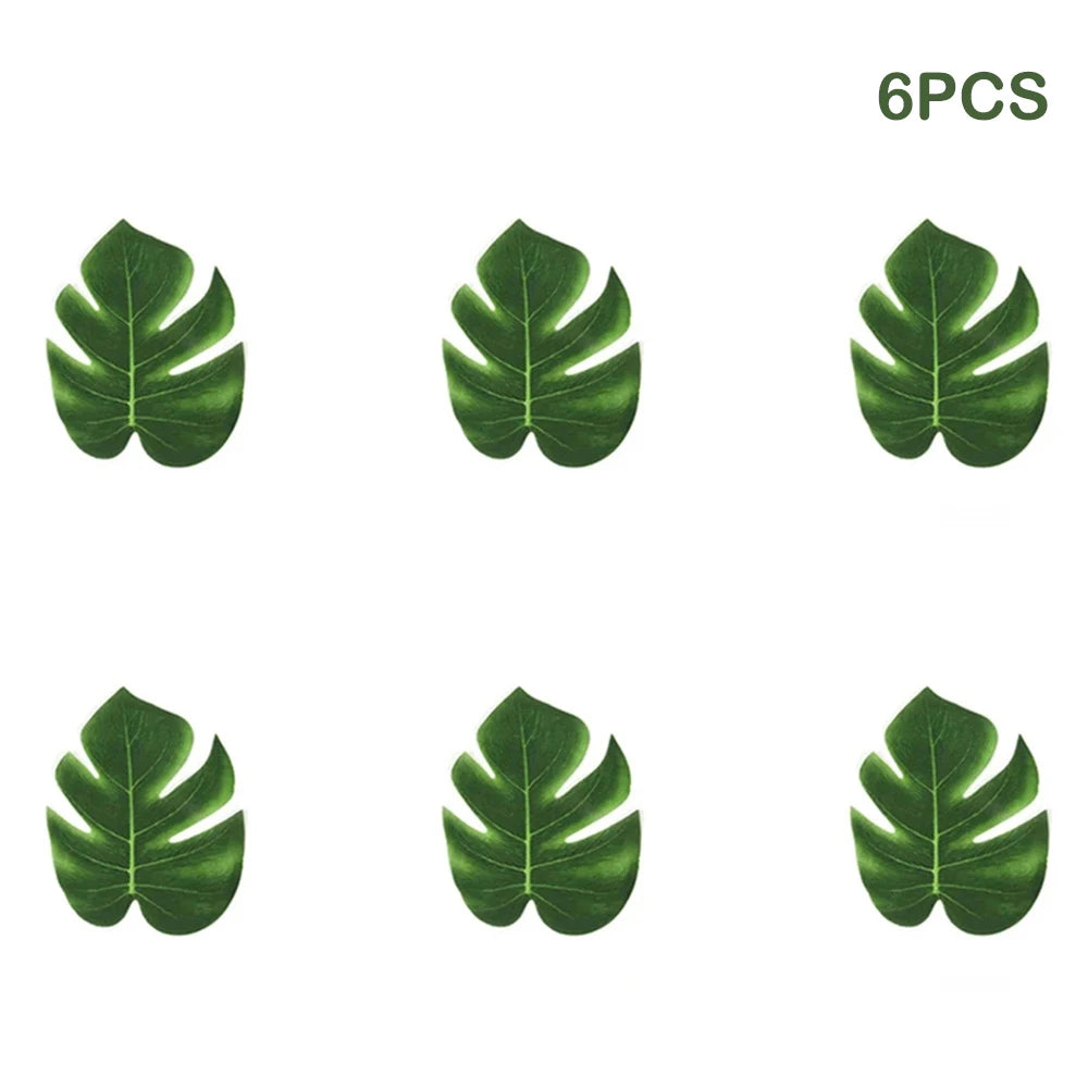 Artificial Tropical Palm Leaves with Golden Stems for Decoration