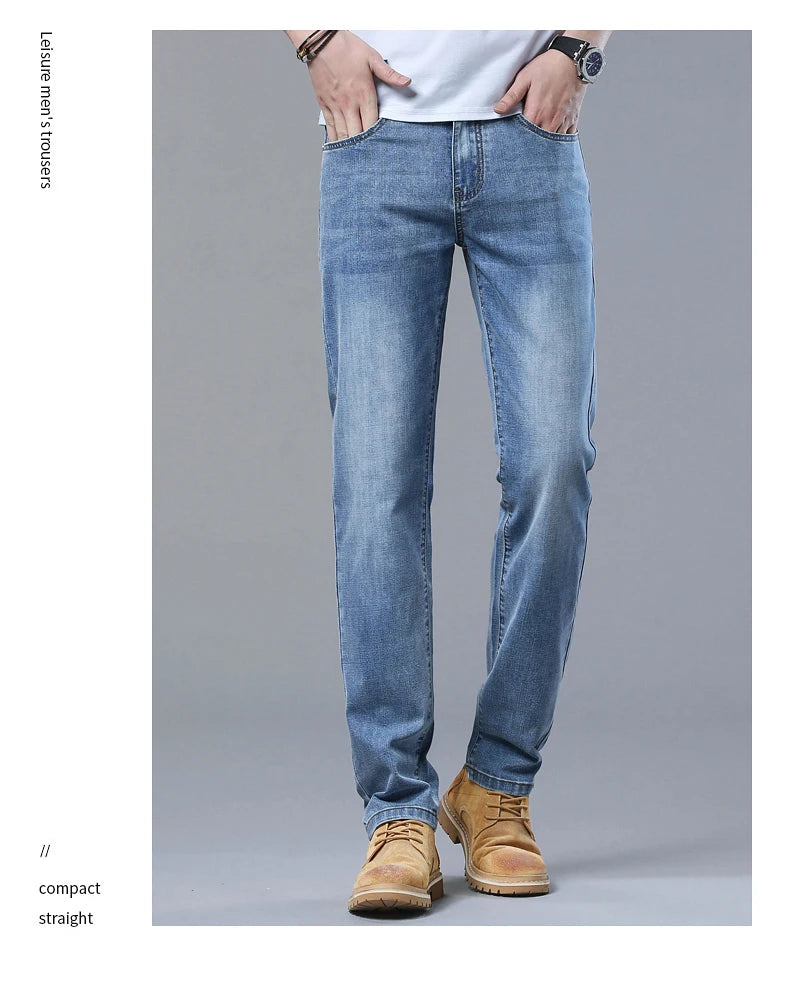 2024 Thin or Thick Material Slim Fit Men's Luxury Classic Style Men Jeans Business Stretch Denim Male Trousers Clothing - Buy online at  Vibe In Cart.