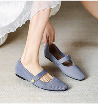 2024 Leisure Weaving Flats Women Ankle Strap Pearl Mary Stretch Fabric Ballerina Knitting Moccasins Mesh Solid Color Shoes - Buy online at  Vibe In Cart.
