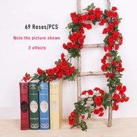45/69pcs Artificial Rose Flowers Vine DIY Wedding Decoration Fake Silk Rose Flower Home Room Decor Wall Hanging Garland Plants - Buy online at  Vibe In Cart.