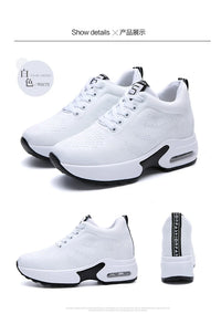 Women's Platform Mesh Lace-Up Sneakers Medium Heel