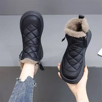 2025 Winter Side-Zip Quilted Boots Women Short Snow Boots with Fur Lining Waterproof Slip-Resistant Sole ChunkyTread CasualBoots - Buy online at  Vibe In Cart.