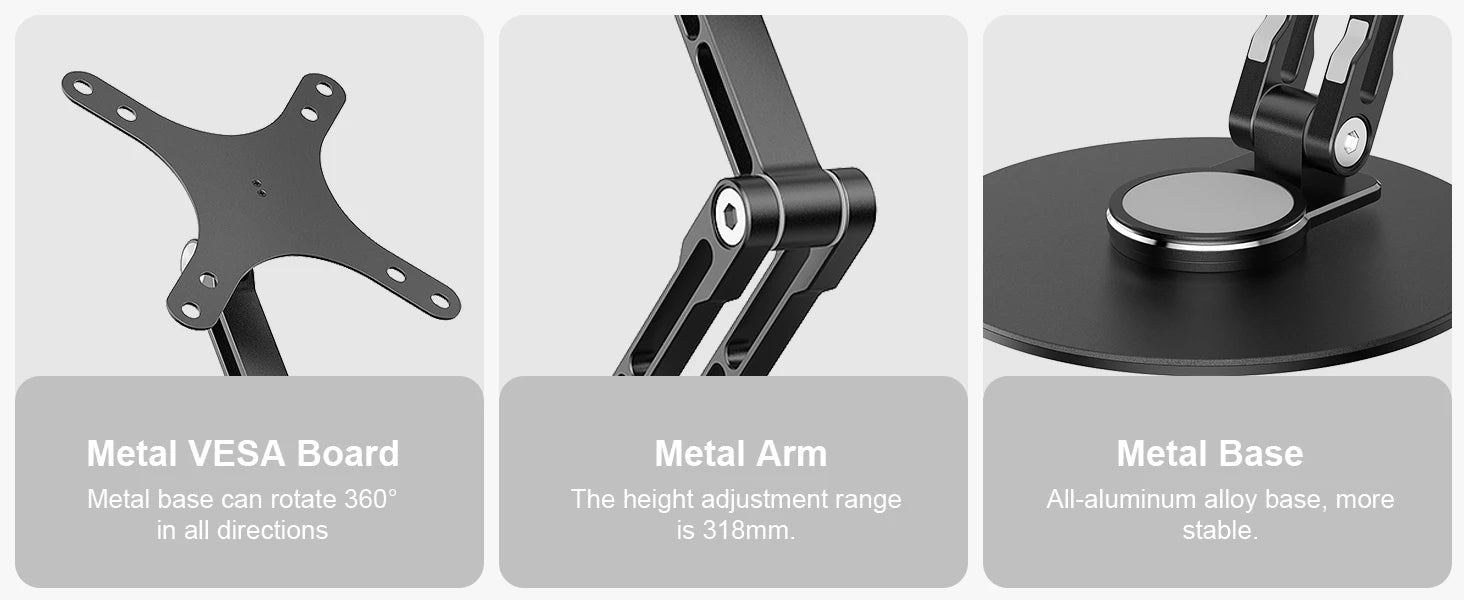 Adjustable VESA Mount Monitor Stand for 12-22 Inch Screens with 360 Degree Rotation