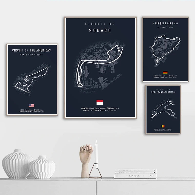 F1 Imola Monaco Track Circuit Canvas Painting Formula 1 Wall Art Nordic Poster Aesthetic Motorsport Race Picture for Home Decor - Buy online at  Vibe In Cart.