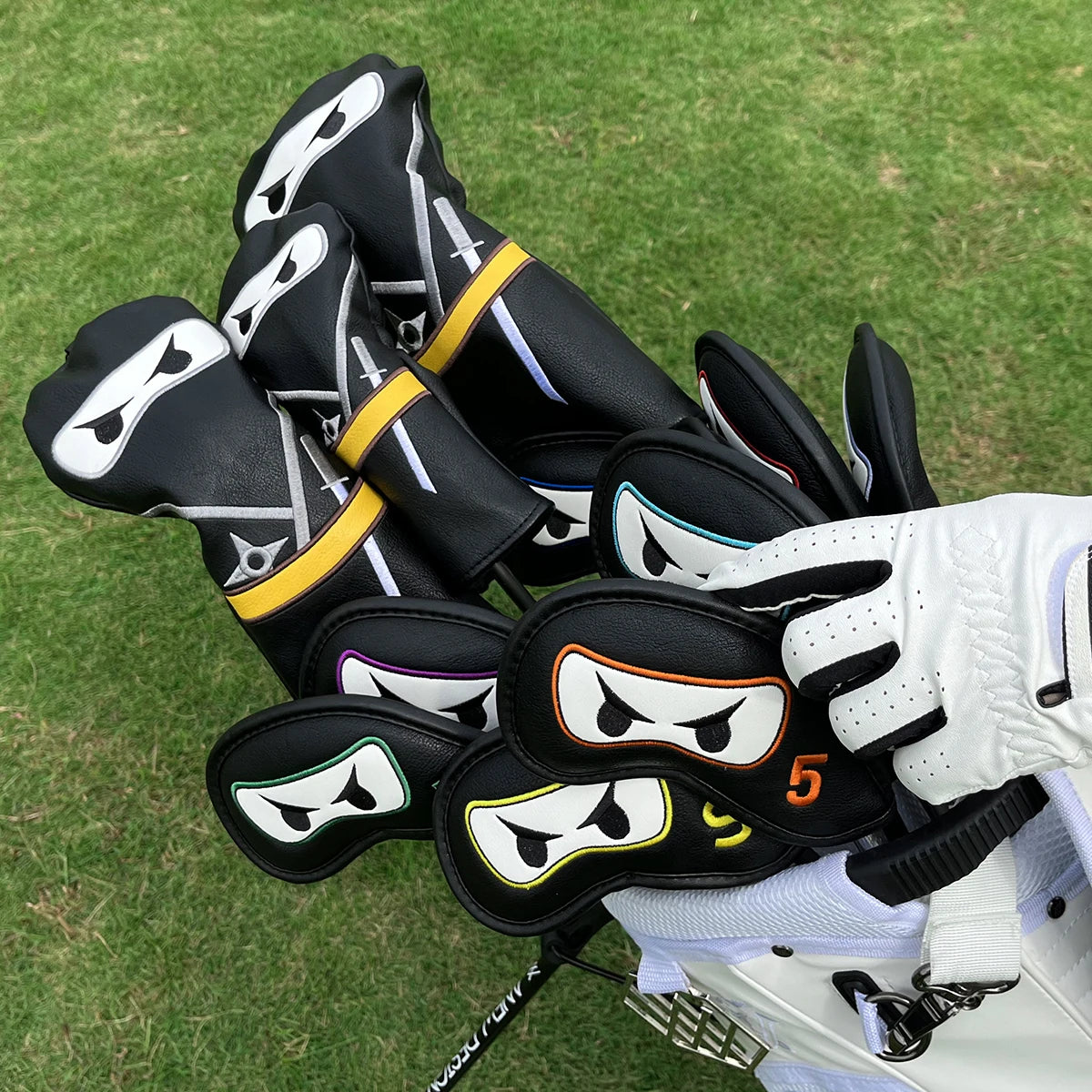 Leather Golf Club Headcover Set for Driver, Fairway, and Hybrid