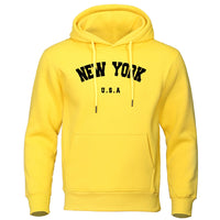 Men's Oversize Hooded Pullover Hoodie with New York Print