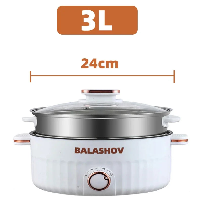 3L Portable Multifunctional Electric Rice Cooker with Non-Stick Double Layer Pan