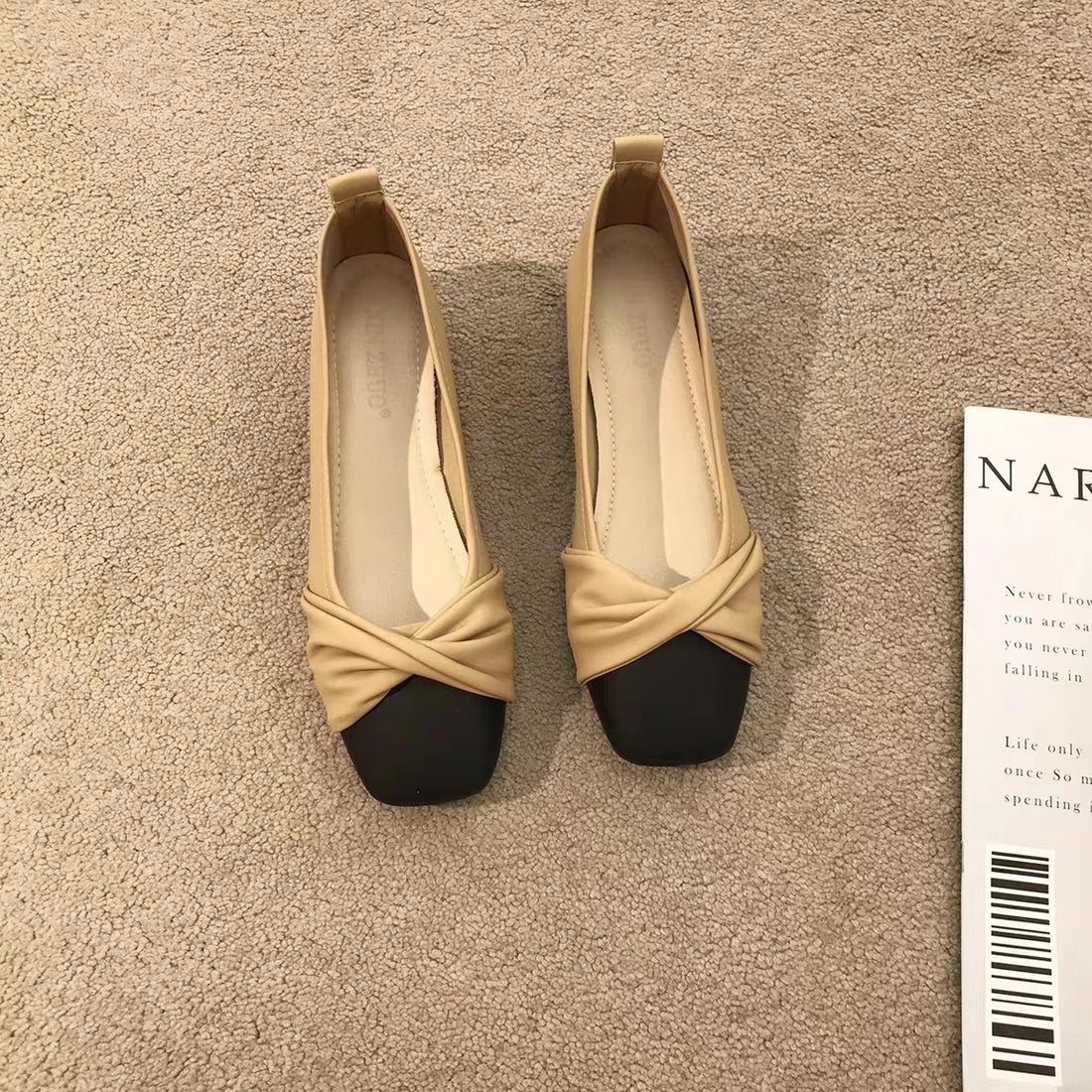 2025 New Round Bow Comfortable Casual Flat Bottomed Shallow Mouth Women's Single Shoes Silk Color Blocked Women's Single Shoes - Buy online at  Vibe In Cart.
