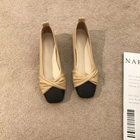 2025 New Round Bow Comfortable Casual Flat Bottomed Shallow Mouth Women's Single Shoes Silk Color Blocked Women's Single Shoes - Buy online at  Vibe In Cart.