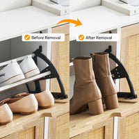 Rattan Shoe Storage Cabinet, Entryway Shoes Cabinet with 4 Flip Doors, Freestanding Shoe Rack with 3 Position Adjustable Shelves - Buy online at  Vibe In Cart.