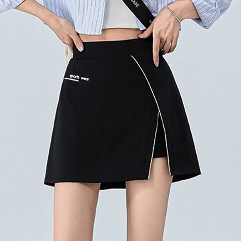 Aiithuug Side Split Golf Skirt with Build-in Shorts Tennis Skirt Short Running Workout Gym Pants Wide Waistband Tummy Control