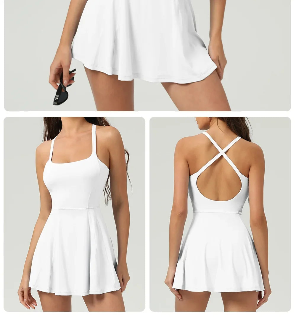 Ice Sensation Tennis Dresses Women Summer Breathable Slim Sport Active Dresses Outdoor Soft Yoga Golf  Workout Clothes 2025