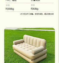 Inflatable Outdoor Sofa Bed with Electric Pump, 188x152x64cm PVC Flocking