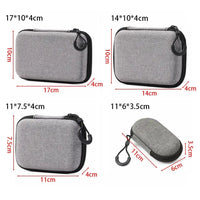 Grey Canvas Zipper Storage Bag for Earphones and Accessories