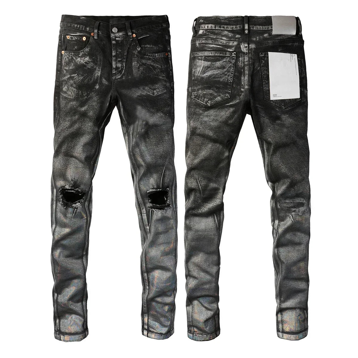 Men's High Purple USA Stretch Skinny Jeans Pants Color Distressed Black Streetwear Button Fly Ripped Jeans - Buy online at  Vibe In Cart.