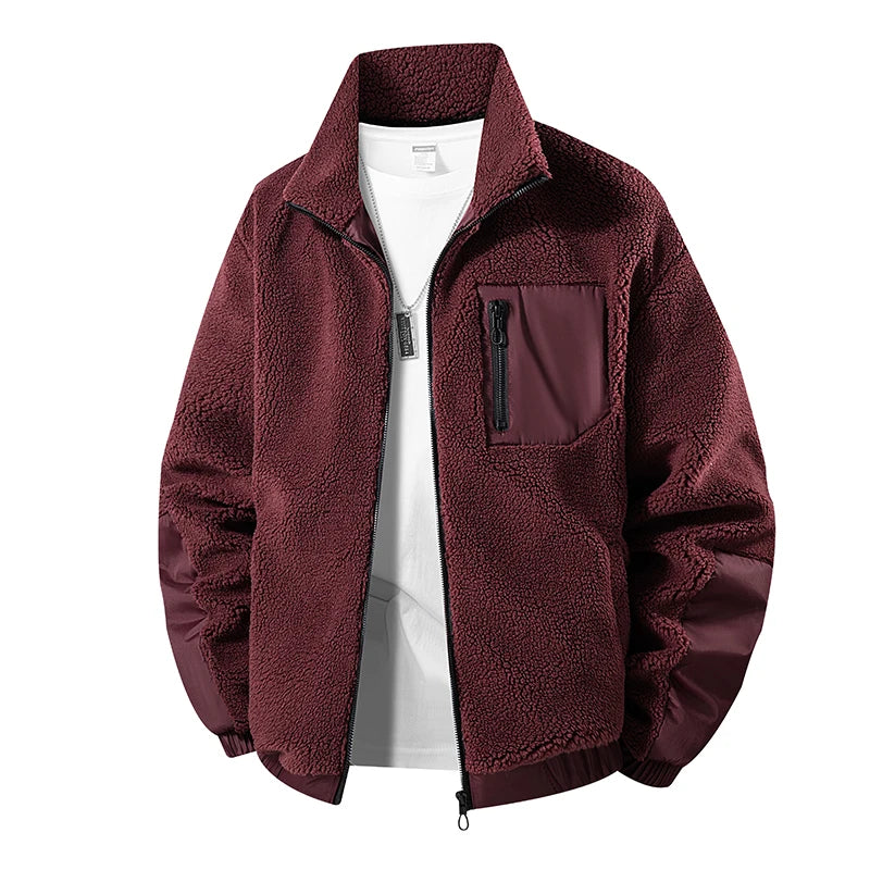 Men's Turtleneck Sherpa Lined Winter Jacket for Daily Wear