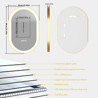 Gold Frame Oval Bathroom Mirror LED Lighted Anti-Fog Smart Vanity Mirror Anti-fog Dimmable Illuminated Innovative Makeup Mirror - Buy online at  Vibe In Cart.