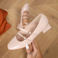 French Mary Jane shoes, small leather shoes, thick heels, women's shallow mouth single shoes - Buy online at  Vibe In Cart.