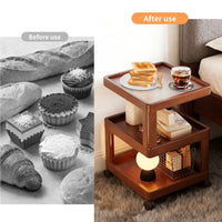 Geometric 3-Tier Bamboo Storage Side Table with Acrylic Surface & Wheels, Tea Brown Living Bedroom Furniture - Buy online at  Vibe In Cart.