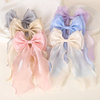 Polyester Chiffon Alloy Hair Barrettes for Girls with Big Bow