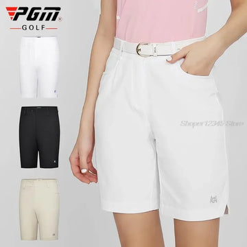 Pgm Women Summer Golf Shorts Elastic Casual Half Trousers Ladies Sports High Waist Shorts Slim Golf Clothing Tennis Wear
