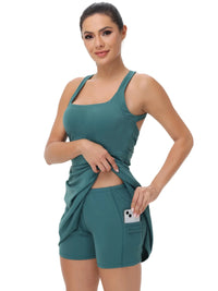 Tennis Golf Dress Yoga Fitness Halter Dress Women's 2-Piece Set Built-In Leggings Detachable Summer Cute Light and Breathable Fa - Buy online at  Vibe In Cart.