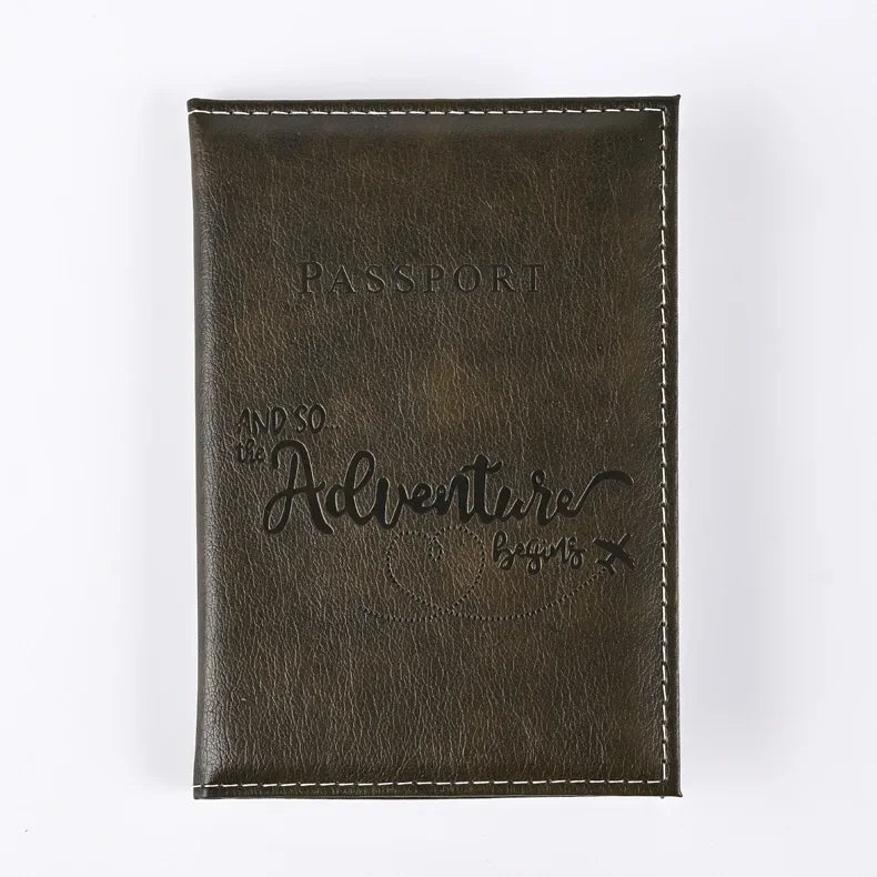 Solid PU Leather Passport Holder Wallet Card Case for Travel