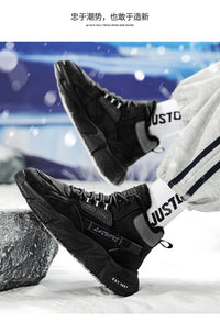 Men's Mid-Calf Wool Lined Snow Boots with Rubber Sole