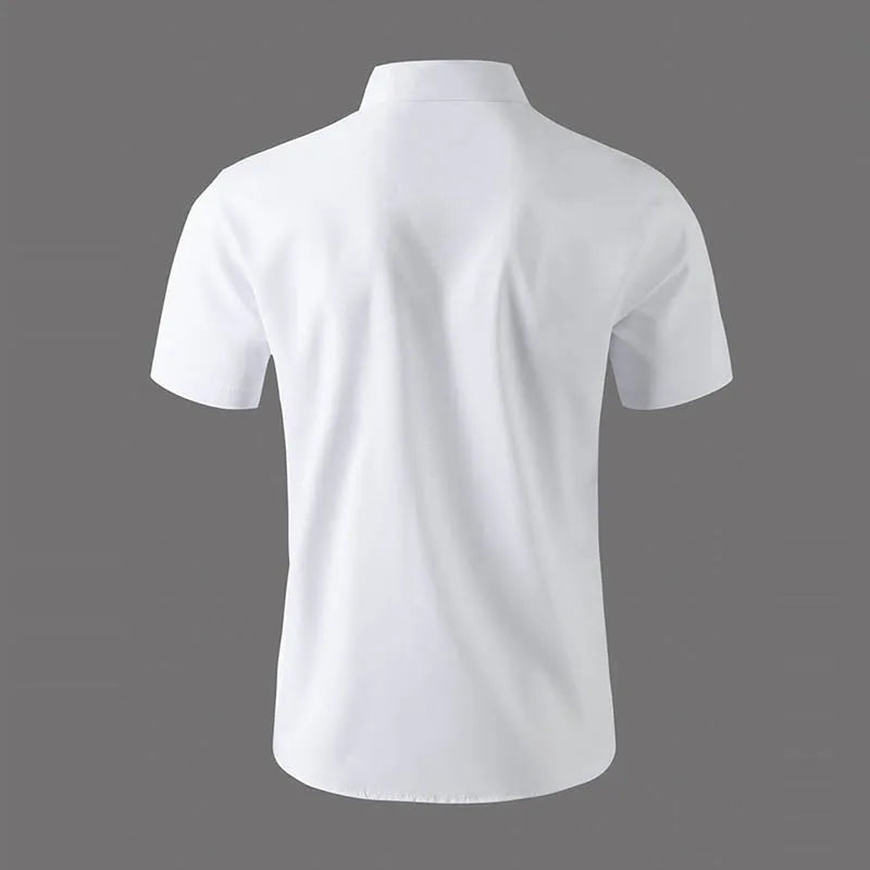 New Men's Business Casual Solid Color Short Sleeved Shirt for Summer Fashion No Ironing Comfortable and Versatile Top - Buy online at  Vibe In Cart.
