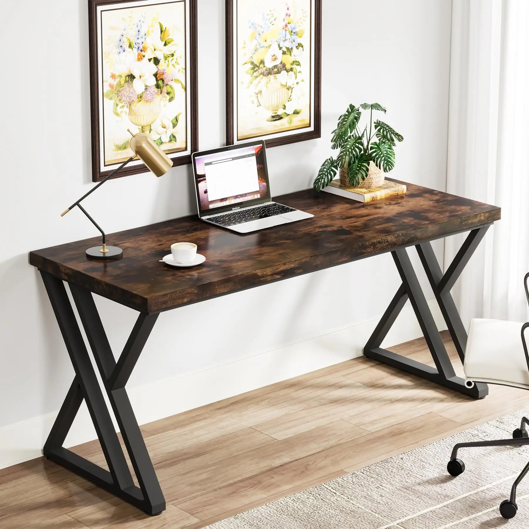 Tribesigns Writing Computer Desk, 55 inch Heavy Duty Study Desk with Z-Shaped Metal Leg, Modern Simple Home Office Computer Desk - Buy online at  Vibe In Cart.