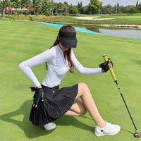SG Golf Women V-Neck Polo Shirt Spring Fall Long Sleeve Slim Tops Ladies High-end Sport Skort Pleated Anti-Exposure Tennis Skirt - Buy online at  Vibe In Cart.