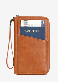 Multifunctional Travel Passport Wallet with RFID Protection in Microfiber Leather