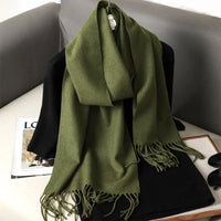 Women's Thick Warm Winter Polyester Scarf with Tassels